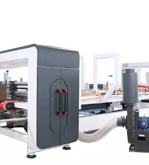 Corrugated Cardboard Automatic Folding Gluing Stitching Carton Box Packaging Machine